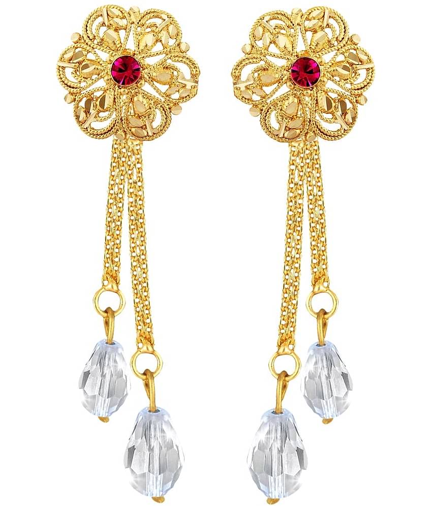 Vighnaharta Golden Drop Earrings ( Pack of 1 )