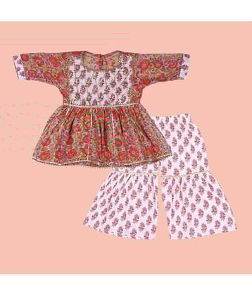 Arshia Fashions Girls Cotton Blend Kurta and Sharara Set ( Pack of 1 , Red )