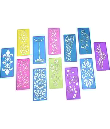 M.G ENTERPRISE DIY Plastic Rangoli Stencils For Floor and Wall PLS-C-12 Set of 12 pc (3 in x 7 in)