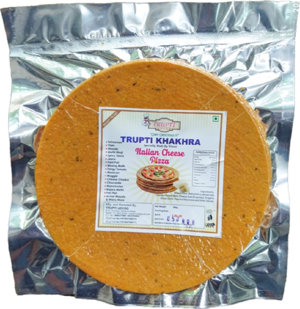 Trupti Udyog Italian Cheese Pizza Khakhra (1kg, 6 Pieces) | Herb & Cheese Seasoned Crisps | Pizza Flavor Snack | Roasted Wheat