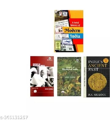 [SET OF 4 BOOKS] Modern India | Brief History | Spectrum | Rajiv Ahir | 2023/edition + (Set of 3 Books)Ancient History Rs Sharma, Medieval History Satish Chandra and Modern History Bipin Chandra