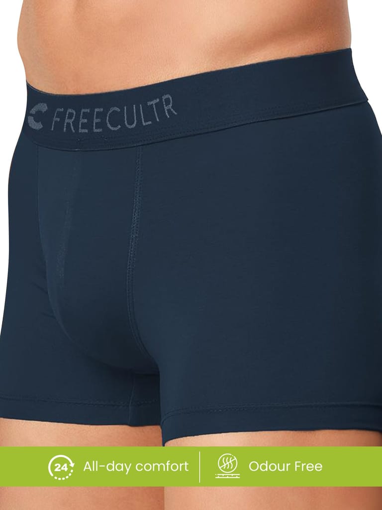 Freecultr Men's Underwear Anti Bacterial Micromodal Airsoft Trunk - Non Itch No Chaffing Sweat Proof - Pack of 1-Space Blue