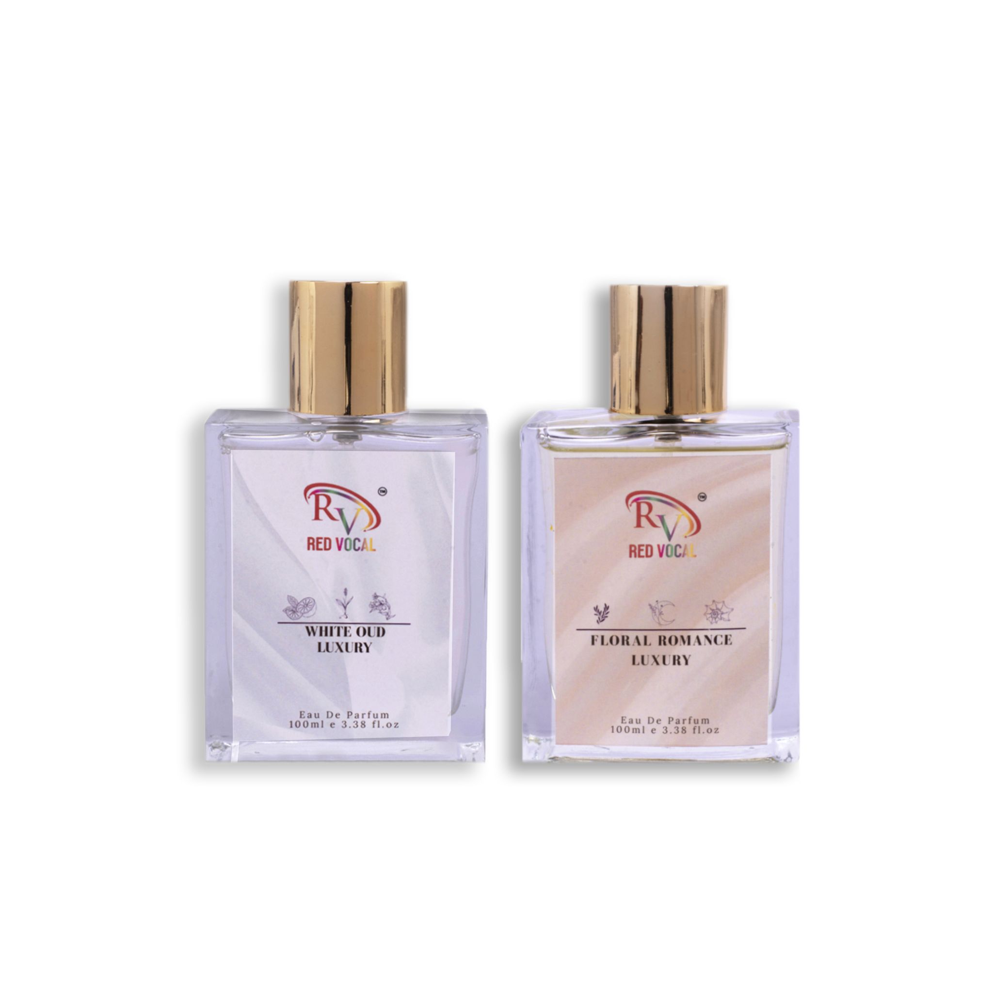Red Vocal White Oud Luxury  (Unisex) with Floral Romance Luxury (Women) Eau de Parfum Combo – 2 x 100ml