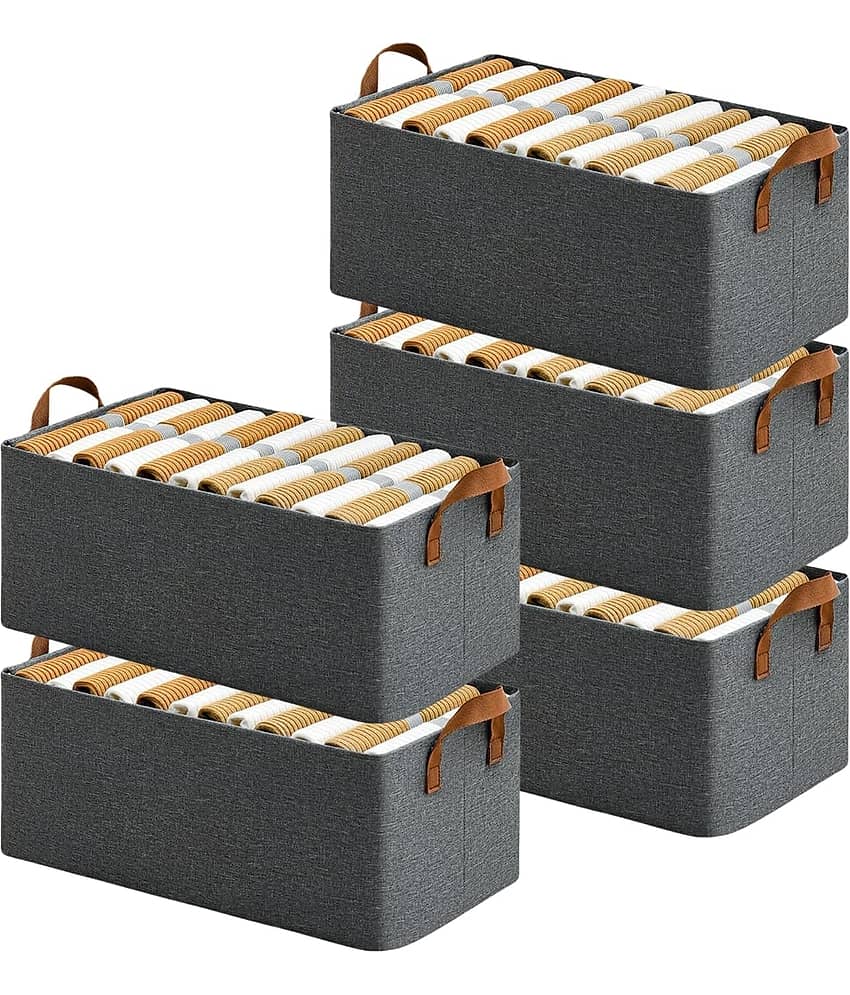 SKYVILLA 26L Clothes Storage Bag | Foldable Storage Box with Handles | Household Wardrobe Storage Box Steel Frame Support Closet Storage Bin