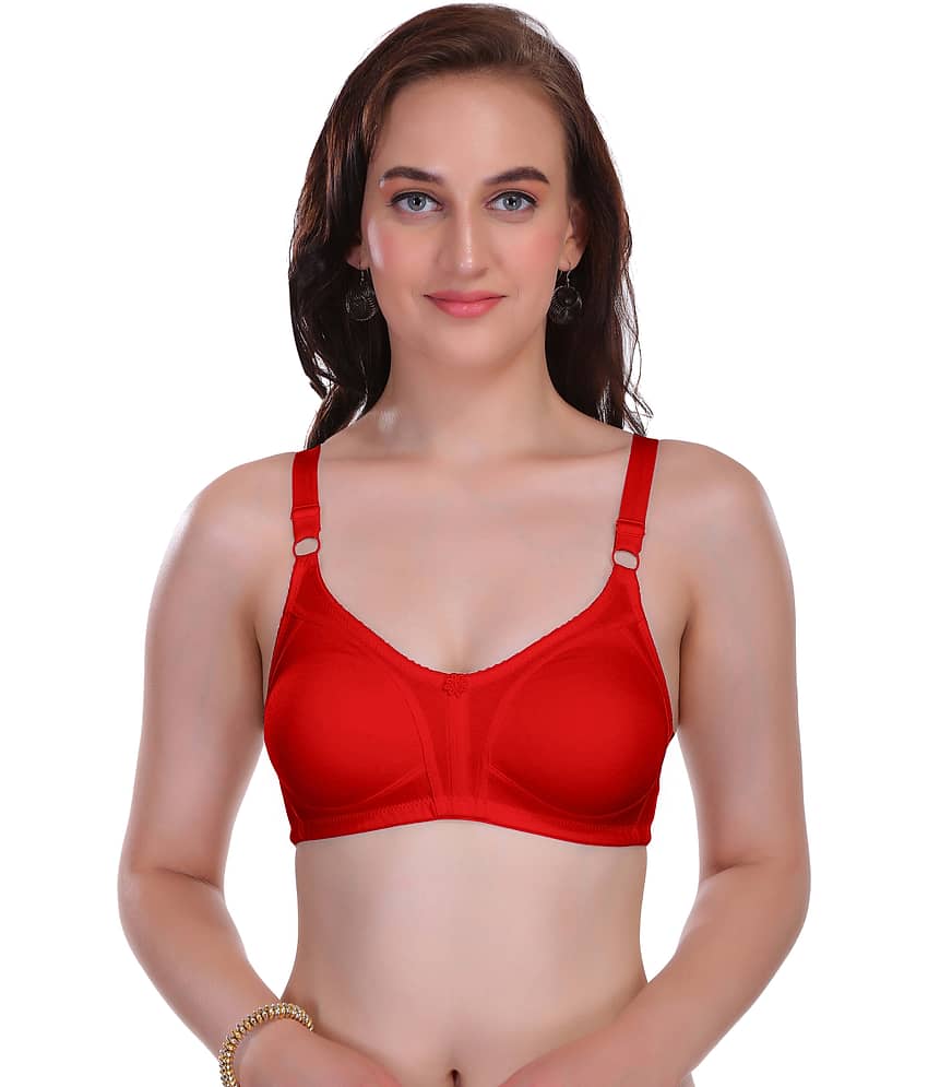 Eve's Beauty Poly Cotton Seamless Bra - Red