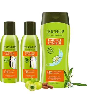Trichup Hair Fall Control Kit | Hair Oil 200 ml (Pack of 2) & Shampoo 200 ml | Clinically Proven Hair Fall Reduction