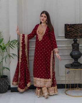 Designer Look Top-Dupatta And Bottom With Heavy Embroidery Sequence Work