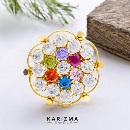18K Real Gold Indian Women Multicolour CZ brides Nose stud nose ring Push Pin