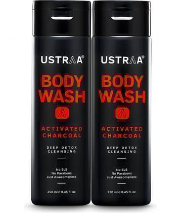 Ustraa Body Wash-Activated Charcoal - 200ml Each (Pack of 2)