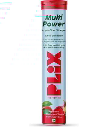 The Plant Fix Plix Apple Cider Vinegar 15 Effervescent Tablets Apple Burst with Vitamin B12 (15 No)