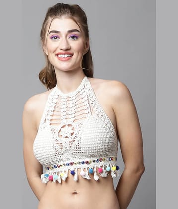 PrettyCat Cotton Lightly Padded Women's Bralette Bra ( White )