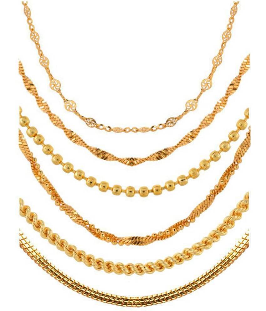 AanyaCentric Gold Plated Chains Combo ( Set of 6 )