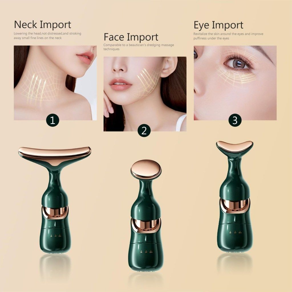 3 in 1 Anti Wrinkles Face Neck Eyes and Neck Vibration Facial Massager for  Skin Care, Face Slimming, Sculpting, Uplifting, Skin Firming, Tightening,  and Smoothing Tool for Glowing Skin (Original Quality)