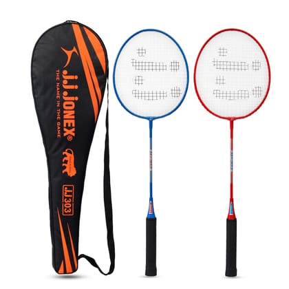 JJ Jonex 303 Set of 2 Steel Badminton Racquets with Full Cover � Durable, Lightweight, Indoor & Outdoor Play JJ Jonex 303 Set of 2 Steel Badminton Racquets with Full Cover � Durable, Lightweight, Indoor & Outdoor Play