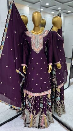 Party Wear Look Fancy Top-Dupatta And Fully Stitched Sharara Party Wear Look Fancy Top-Dupatta And Fully Stitched Sharara