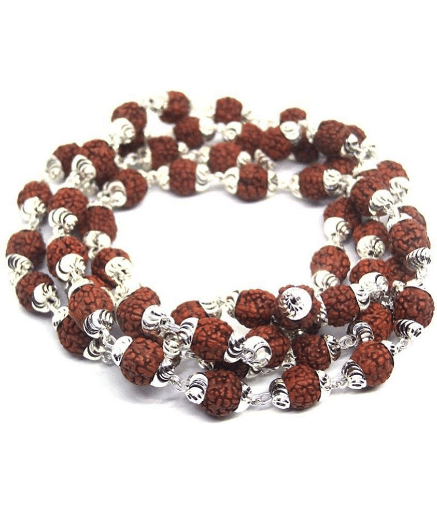 Rudraksh Mala with Silver Cap (Pack of 1)