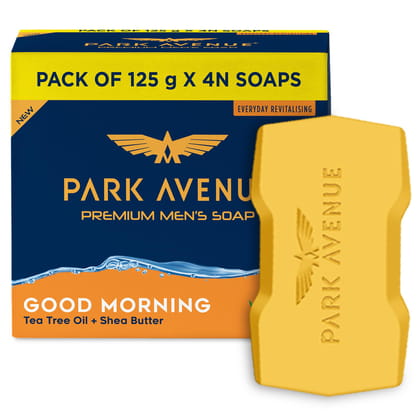 Park Avenue Premium Men’s Soaps for Bath – Good Morning | 125g (Pack of 4) | Enriched with Tea Tree Oil & Shea Butter | Grade 1 Soap | For All Skin Types Park Avenue Premium Men’s Soaps for Bath – Good Morning | 125g (Pack of 4) | Enriched with Tea Tree 