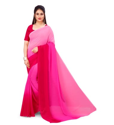 Women's Georgette Printed Saree with Unstitched Blouse (Pink, 5-6 Mtrs)