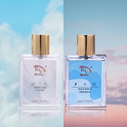 Red Vocal White Oud Luxury (Unisex) with Wild Rock Premium (Men) Eau de Parfum Combo – 2 x 100ml