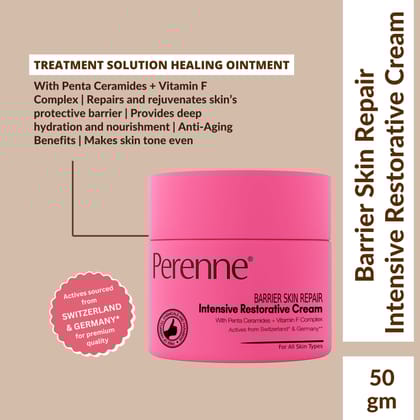 Perenne Barrier Skin Repair Intensive Restorative Cream with 5 Essential Ceramides, Vitamin F Complex, Niacinamide, Hyaluronic Acid, Shea & Cocoa Butters | Repairs & Rejuvenates | Dermatologicall
