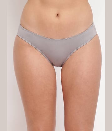 BASIICS By La Intimo Pack of 1 Cotton Lycra Solid Women's Bikini ( Grey )