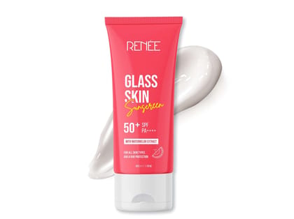 RENEE Glass Skin Gel Sunscreen SPF 50, UVA & UVB Protection, Lightweight, Hydrating & Non-Sticky, Zero White Cast, For Radiant, Supple Skin, Infused with Watermelon, Beetroot & Hyaluronic Acid RENEE Glass Skin Gel Sunscreen SPF 50, UVA & UVB Protection, Lightweight, Hydrating & Non-Sticky, Zero White Cast, For Radiant, Supple Skin, Infused with Watermelon, Beetroot & Hyaluronic Acid