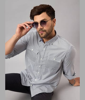 Club York Cotton Blend Regular Fit Striped Full Sleeves Men's Casual Shirt - Off White ( Pack of 1 )