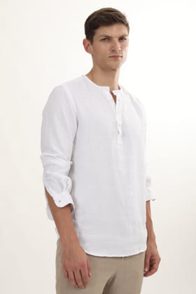 Vivien - Jute Textured Kurta Shirt - White-XL-44 / WHITE
