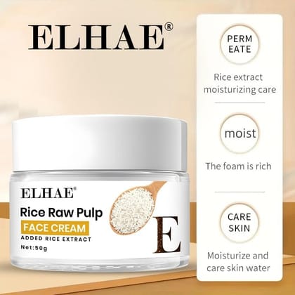 ELHAE Rice Raw Pulp Face Cream with Rice Extract for Deep Hydration, Brightening & Anti-Aging � 50g