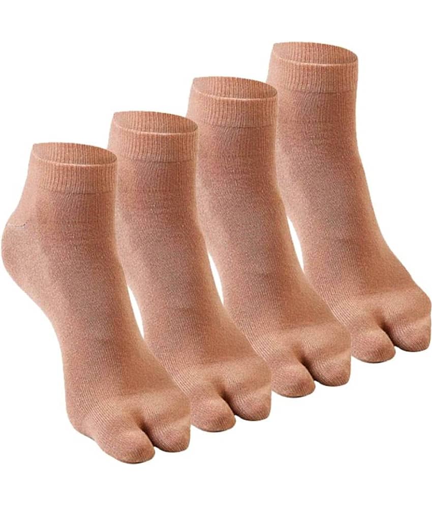 Tahiro Beige Cotton Woolen Thumb Ankle Socks - Pack Of 4
