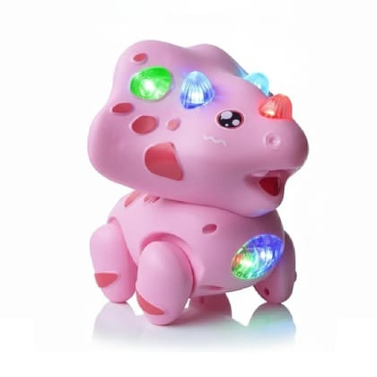 Walking Dinosaur Toy for Kids 3-5 Years, Pink, with Multi-Color LED Lights and Cheerful Melodies, 16 cm x 14 cm
