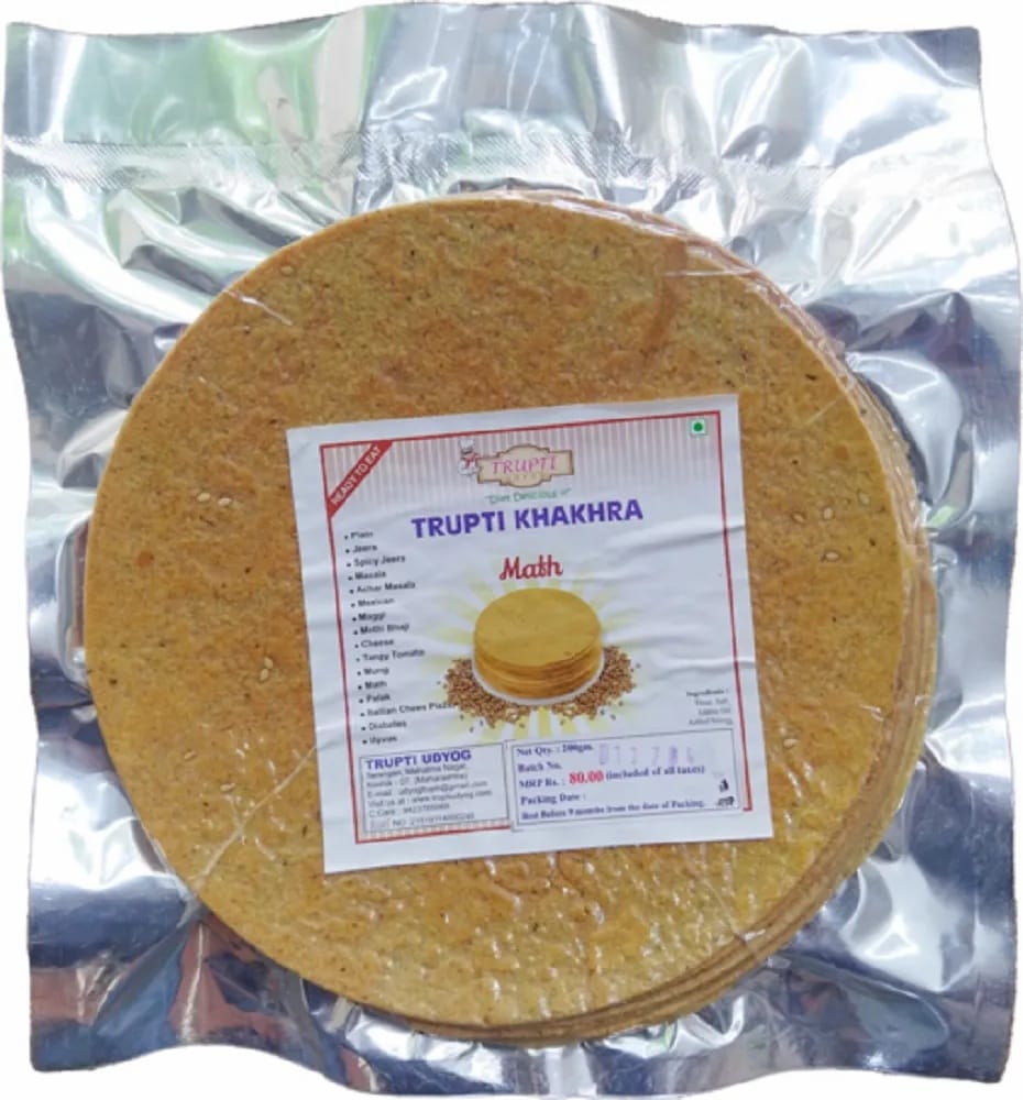 Trupti Udyog Math Khakhra (1kg, 6 Pieces) | Moth Beans Flour Crisps | Traditional Nutritious Roasted Snack | Diet Friendly