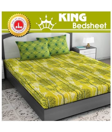 DIVINE CASA Cotton King Bedsheet ( Green )