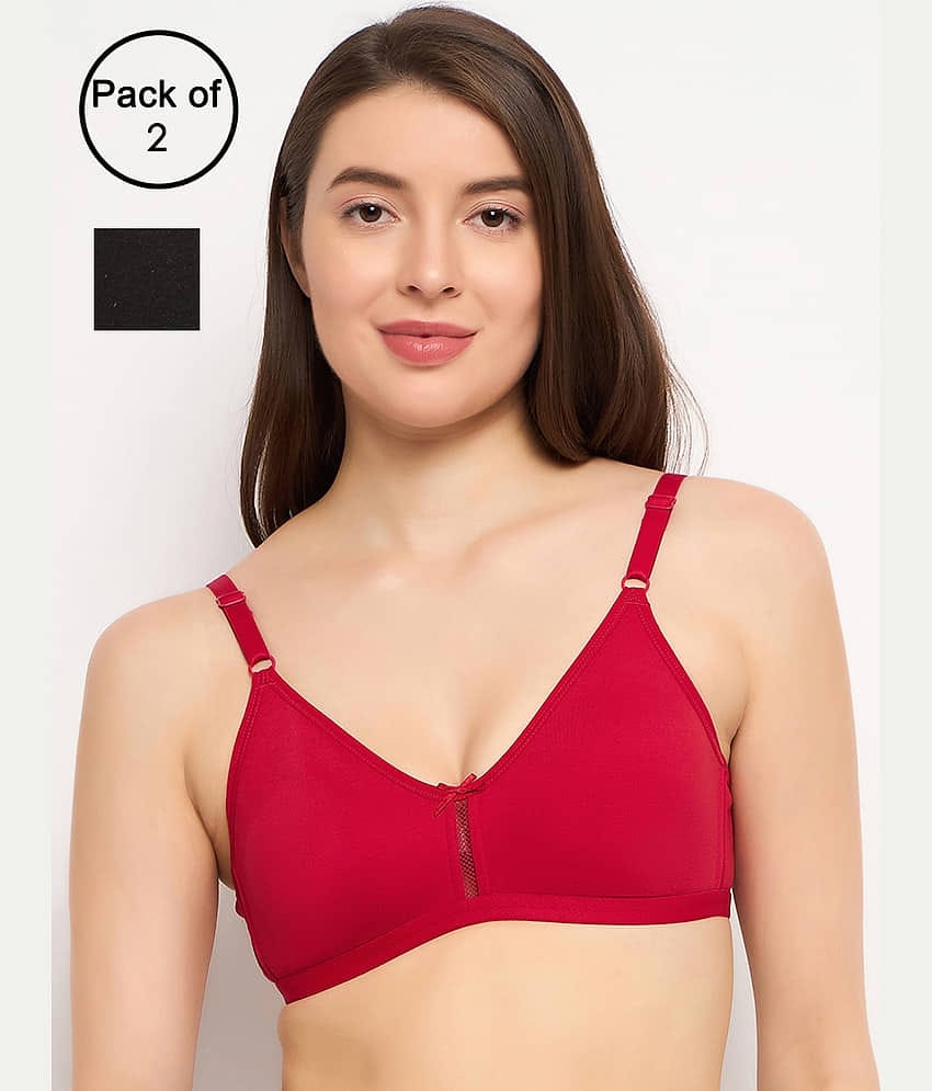 Clovia Pack of 2 Cotton Non Padded Women's Everyday Bra ( Multicolor ) COMBOBR80