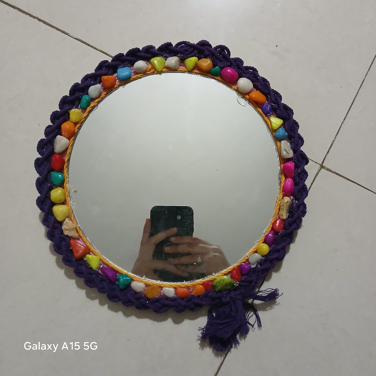 Macrame Mirror with stone work