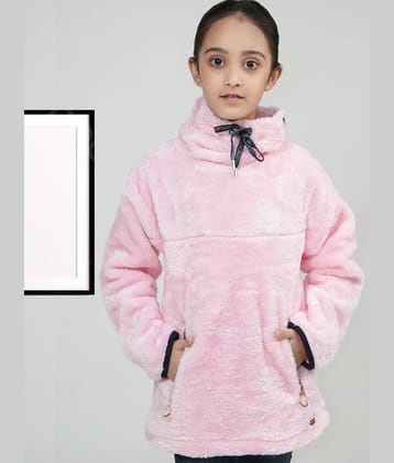 PAMPOLINA Girls Cotton Blend Sweatshirt ( Pink )