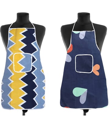 Aazeem Others Printed Kitchen Apron with 1 Center Pocket ( Pack of 2 )