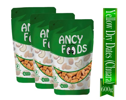 Ancy Peela Chuara 600 Grams (200 Grams X3) - Traditional Yellow Dry Dates | Peela Sukha Khajoor Known For Their Natural Sweetness | Widely Used in Indian Kitchens for Sweets, Kheer, and Healt