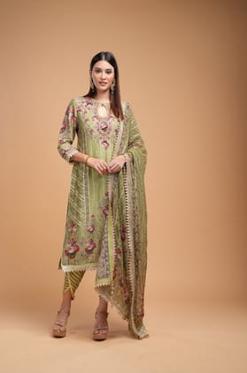 Pale Green Color Kurta Set-XS