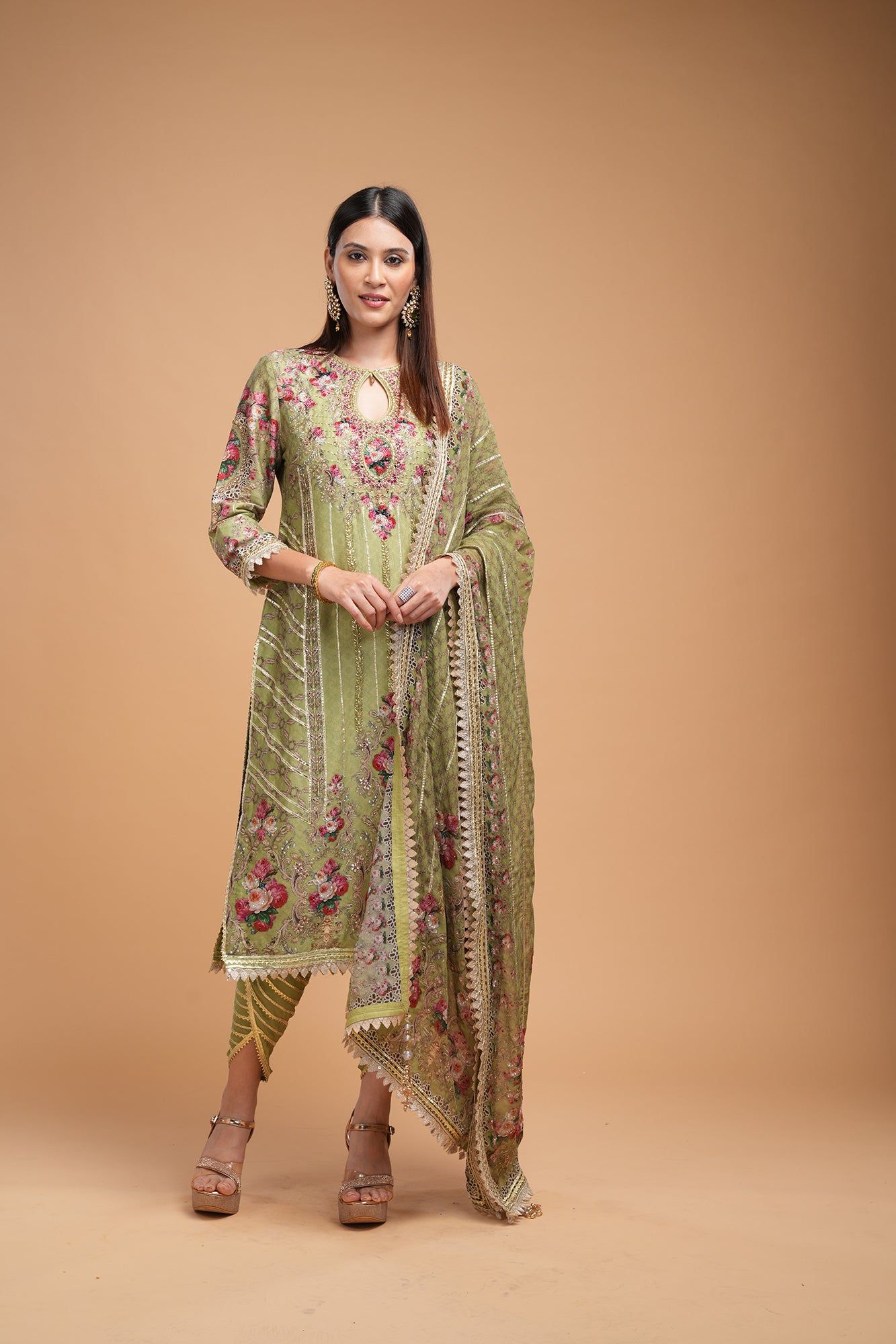 Pale Green Color Kurta Set-XS