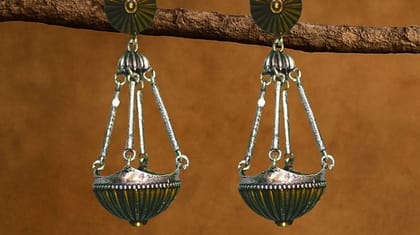 Bilasita Vintage Collection Weighing Scale Earrings | Oxidised Finish | Ethnic & Indo-Fusion
