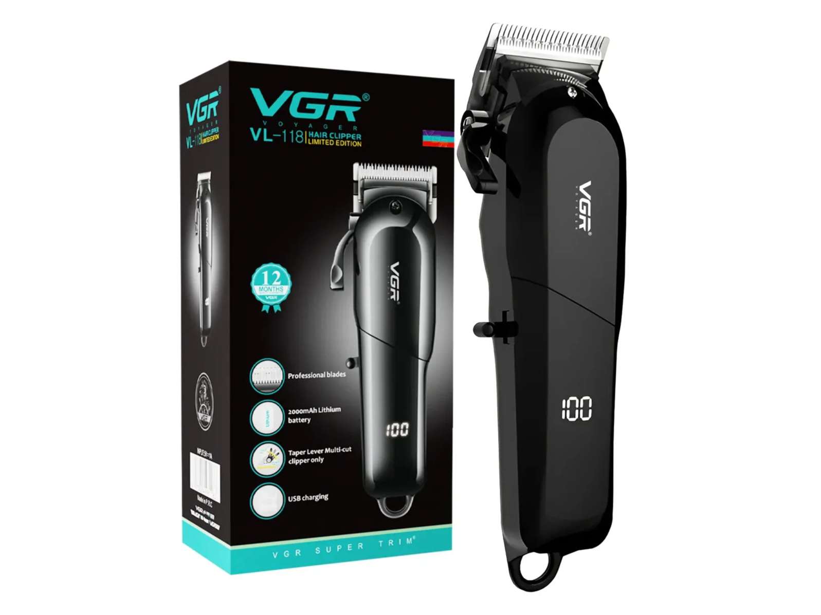 VGR VL-118 Limited Edition Hair Clipper For Men, Black