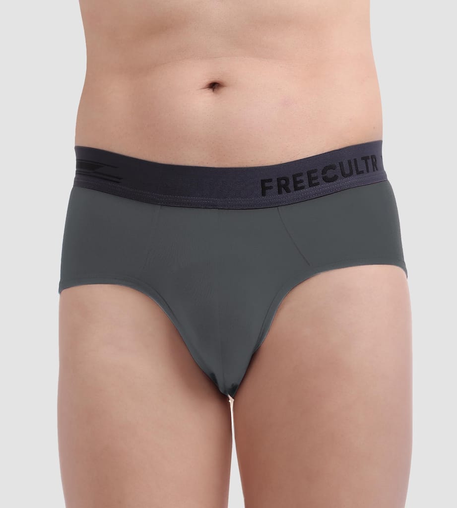 FREECULTR Men's Underwear Anti Bacterial Micromodal Airsoft Brief - Non Itch No Chaffing Sweat Proof Pack of 1-Ash Grey