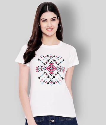 Fabflee Women Cotton Regular Fit Round Neck T-Shirt ( White )