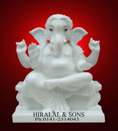 White Ganpati Marble Statue – Artisan-Made Spiritual Masterpiece