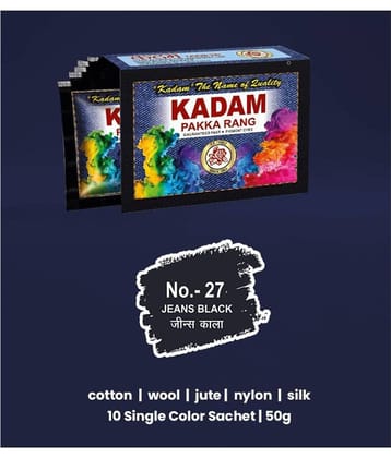 KADAM Fabric Dye Colour, Shade 27 Jeans Black, Pack of 10 Single Color Pouches