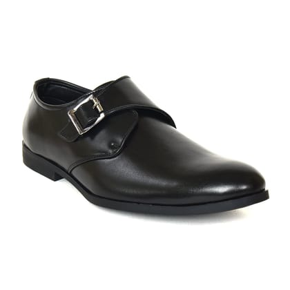 Men's Designer Black Monk Strap Shoes-9