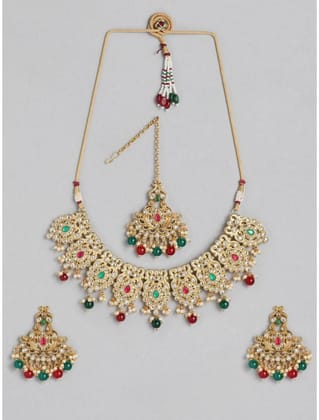 Women's Rose Gold Plated Alloy Necklace & Earings Set (Light Green)