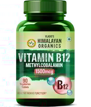 Vlado's Himalayan Organics Methyl cobalamin Vitamin B12 1500mcg Supplement 90 No.s