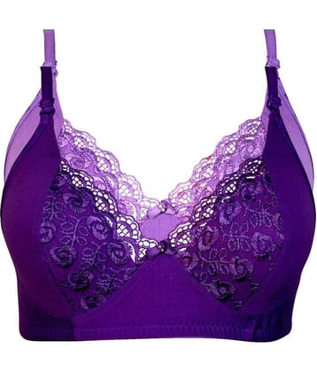 Kiran Enterprises Pack of 2 Cotton Women's Minimizer Bra ( Purple )